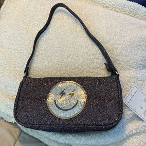 Skinny Dip London Amber Smile Emoji Rhinestone Shoulder Bag